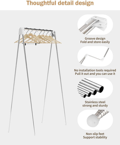 Travel Folding Clothes Hanger Portable Drying Rack Freestanding Indoor Outdoor Balcony Bathroom Tower Wasrek Clothes Hangers