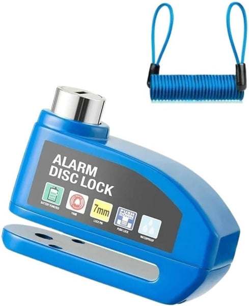 Blue 7Mm Bicycle Disc Brake Alarm Lock With Reminder Cable Locks & Security