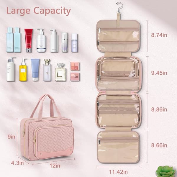 Pink Hanging Travel Toiletry Bag Large Makeup Makeup Bags & Cases