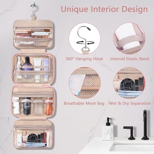 Pink Hanging Travel Toiletry Bag Large Makeup Makeup Bags & Cases