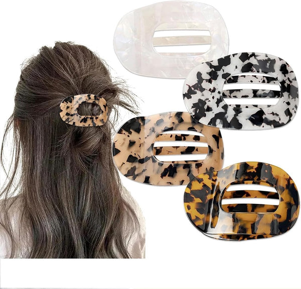 4 Piece Leopard Print Flat Hair Clips For Women Durable Acetate Hairpins Hair Accessories