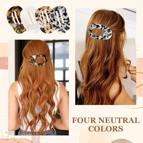 4 Piece Leopard Print Flat Hair Clips For Women Durable Acetate Hairpins Hair Accessories