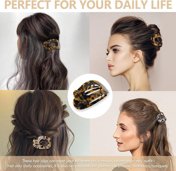 4 Piece Leopard Print Flat Hair Clips For Women Durable Acetate Hairpins Hair Accessories