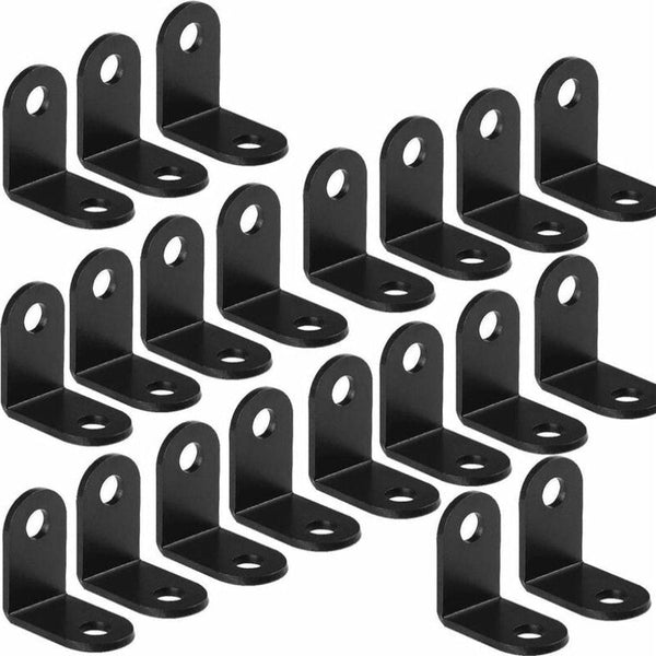 20X Black Metal Corner Brackets 26X26mm L Shape 90 Degree Fasteners Braces & Brackets