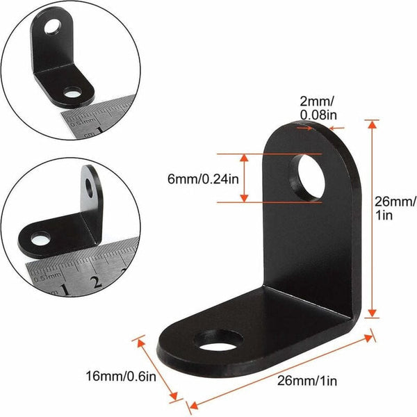 20X Black Metal Corner Brackets 26X26mm L Shape 90 Degree Fasteners Braces & Brackets