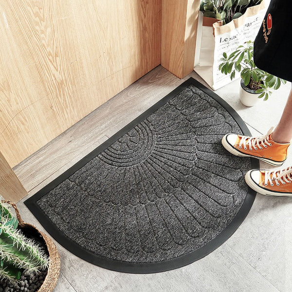 Semi Circular Rubber Doormat Outdoor/Indoor Dark Gray 60X90cm Door Mats & Floor Mats