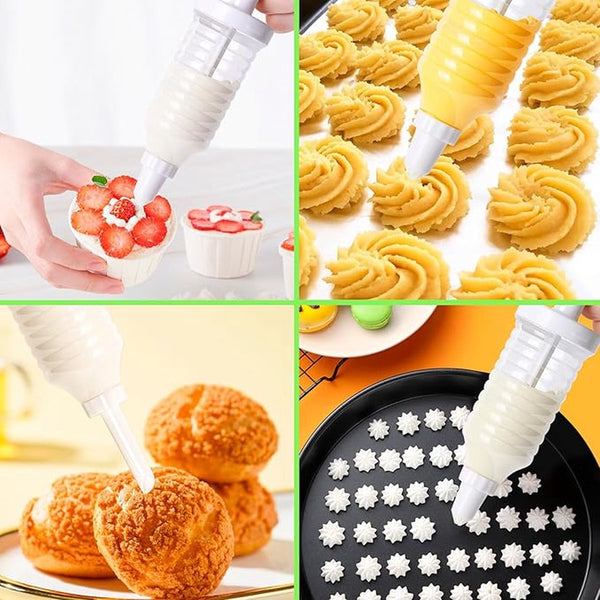 9 Piece Plastic Cake Decorating Syringe Set With 8 Piping Tips White Other Baking Accessories