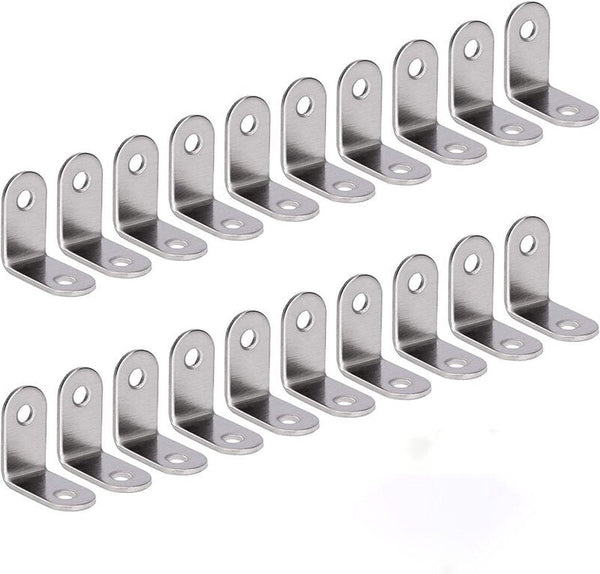 Corner Connectors 20 Pieces 30 X 16 Mm Brackets Reinforcement Angle Anchors Stainless Steel Silver L Shaped 90 Degree With Screws For Mounting Table C