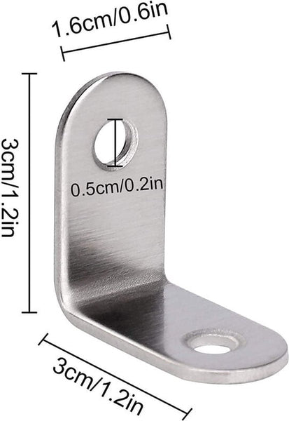 Corner Connectors 20 Pieces 30 X 16 Mm Brackets Reinforcement Angle Anchors Stainless Steel Silver L Shaped 90 Degree With Screws For Mounting Table C
