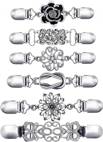 6 Pcs Cardigan Clips For Women Vintage Floral Brooch Pins Sweaters Brooches
