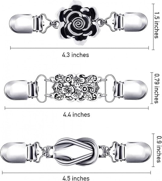 6 Pcs Cardigan Clips For Women Vintage Floral Brooch Pins Sweaters Brooches