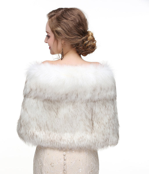 Elegant White Faux Fur Shawl Scarf For Women 150X35cm Scarves & Wraps