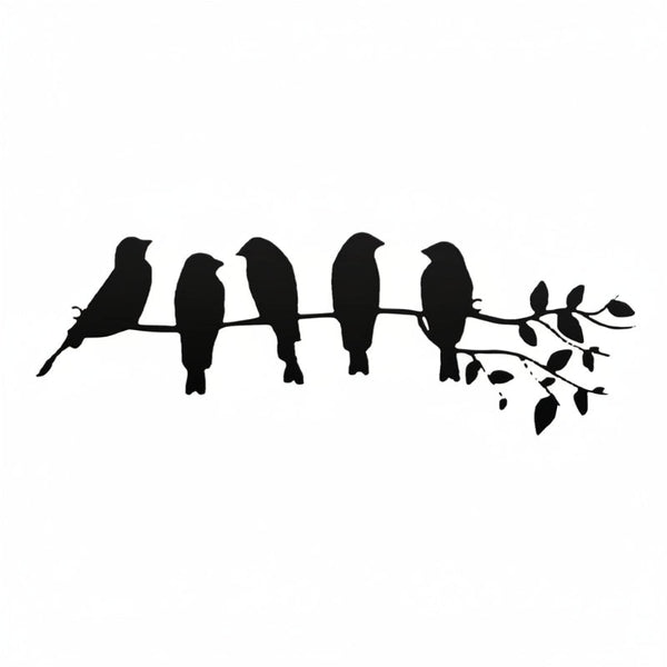 Metal Bird Wall Decoration Black Hollow Sculpture 5 Birds Wall Art