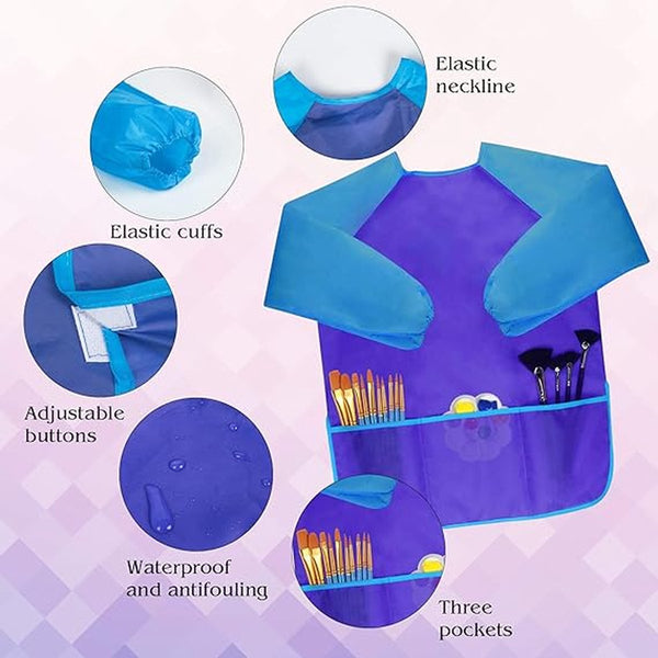 4 Pack Kids Long Sleeve Waterproof Art Smock With 3 Pockets Other Kids Crafts