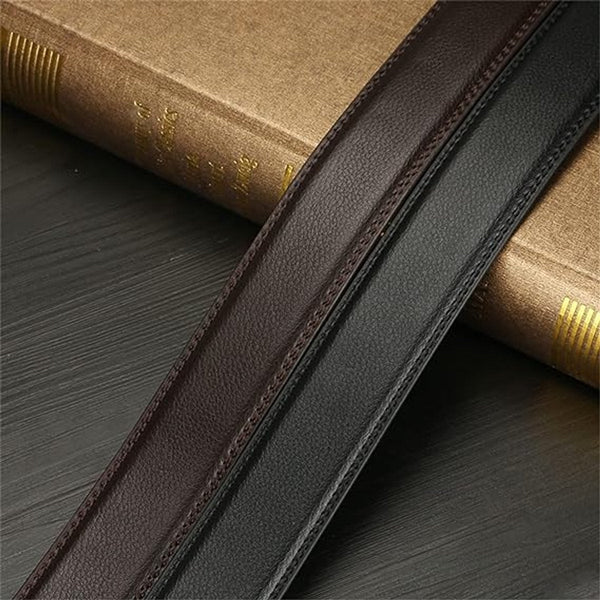 2 Pieces Men's Belt Leather Adjustable Gift Shortenable Cow Black And Brown Without Holes 110Cm Belts