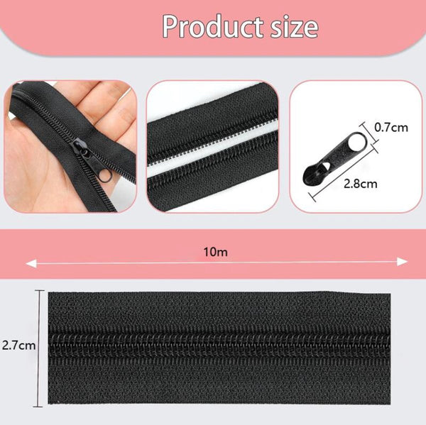 Zippers 1 Roll 20 Replacement Nylon Metal Repair Kit Suitable For Bags Clothing Bedding 10M X 2.7Cm Black Other Sewing