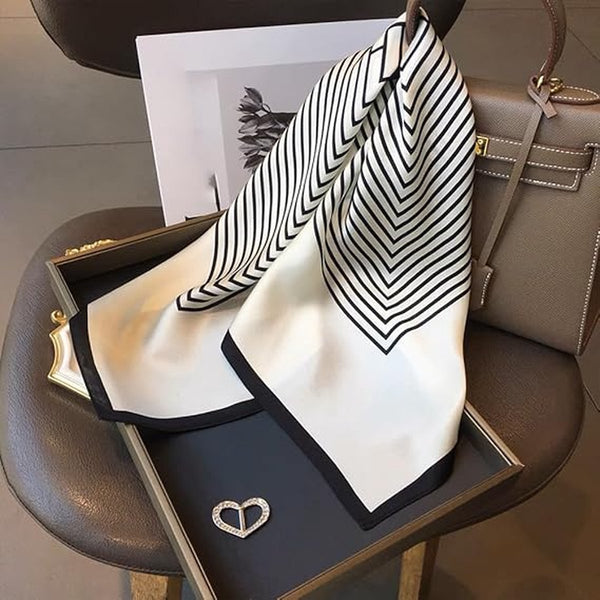 Women's Satin Silk Polyester Square Scarf Black White Fashion Stole 70X70cm Scarves & Wraps