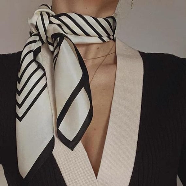 Women's Satin Silk Polyester Square Scarf Black White Fashion Stole 70X70cm Scarves & Wraps