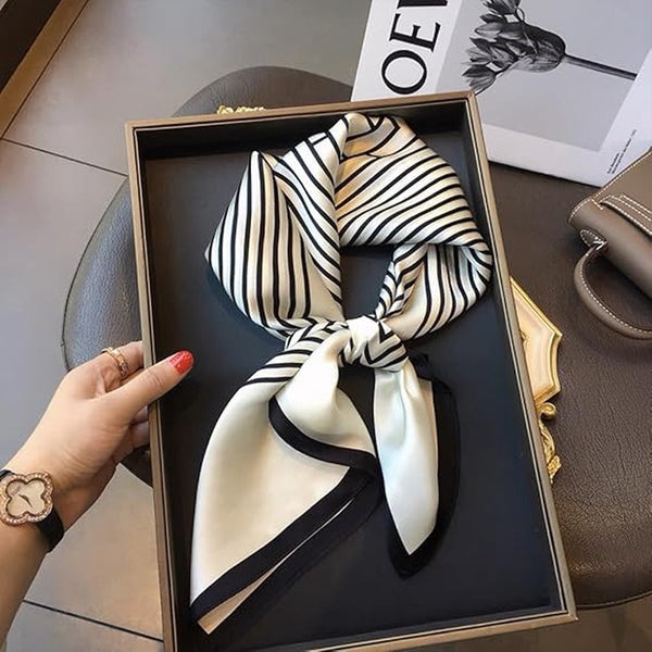 Women's Satin Silk Polyester Square Scarf Black White Fashion Stole 70X70cm Scarves & Wraps