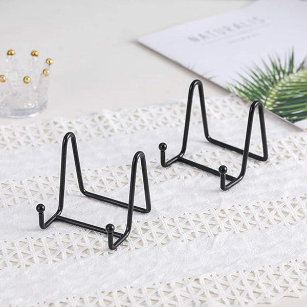 5 Pieces Plate Stand Display Holder Decorative Plates Books Photo Frame Rack Kitchen Cabinet Metal Black 7.6*8.3*8 Cm Decorative Plates & Bowls