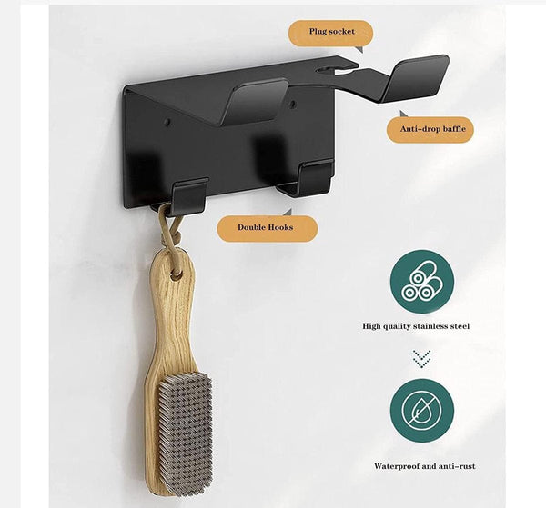 Hairdryer Holder Wall Bracket Universal 11.5*9.5*5.5Cm Metal Bathroom Accessories White Hair Dryers