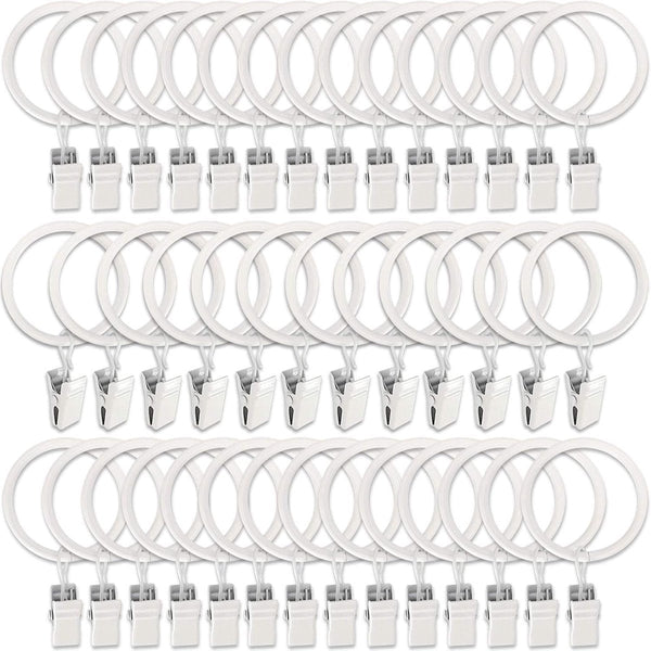 Curtain Rings 45 Pieces Inner Diameter 3.8Cm White Clips For Rods Metal Clamps With Hooks Shower Curtains Towels Tea And Dishcloths Shower Curtain Hoo