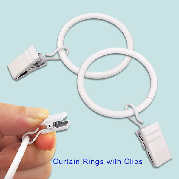 Curtain Rings 45 Pieces Inner Diameter 3.8Cm White Clips For Rods Metal Clamps With Hooks Shower Curtains Towels Tea And Dishcloths Shower Curtain Hoo