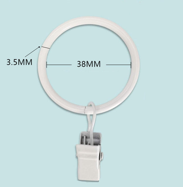 Curtain Rings 45 Pieces Inner Diameter 3.8Cm White Clips For Rods Metal Clamps With Hooks Shower Curtains Towels Tea And Dishcloths Shower Curtain Hoo