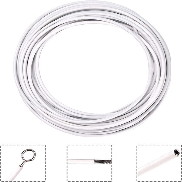 Curtain Spiral Wire 10M Cable With Screw Eyes And Hooks 25 Sheep Circles Question Mark Nails Set Line For Clothing Tension Spring White Metal Rods Cur