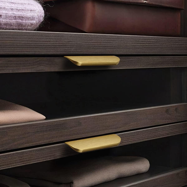 10 Pieces Handle Furniture Kitchen Cabinet Handles Concealed Drawer Door Brushed Gold Arc Aluminum Alloy 96Mm Furniture Parts