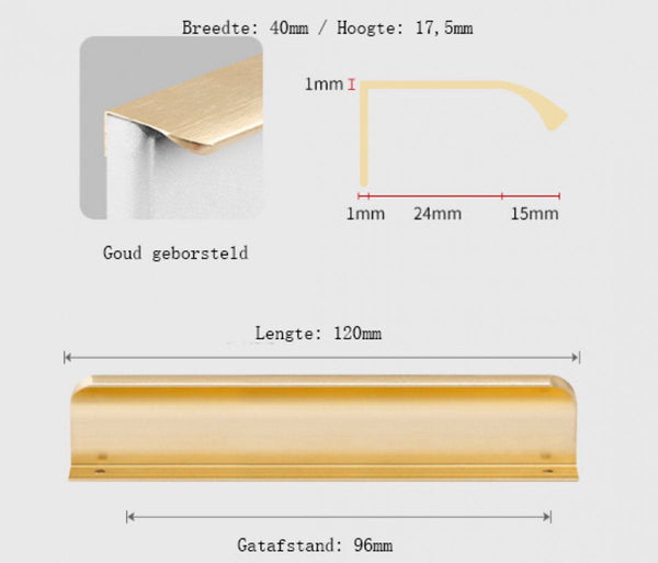 10 Pieces Handle Furniture Kitchen Cabinet Handles Concealed Drawer Door Brushed Gold Arc Aluminum Alloy 96Mm Furniture Parts