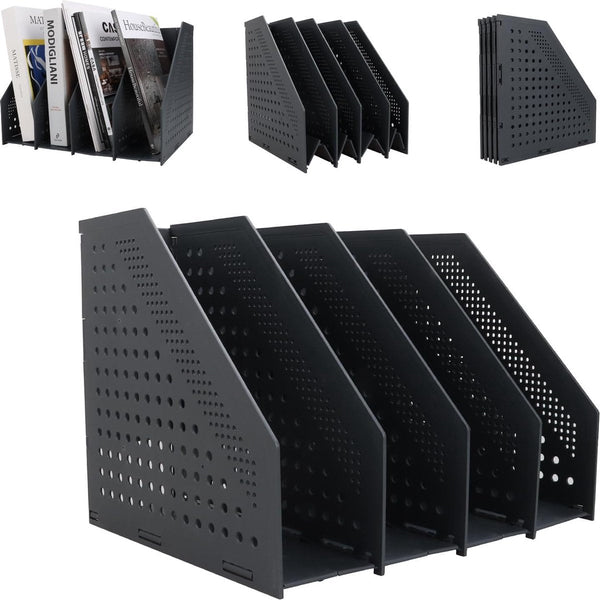 Magazine Cassette 4 Compartments A4 Format Desk Organizer Holder Rack Newspaper 330 X 255 243 Mm Dark Gray Foldable Plastic Magazine Racks