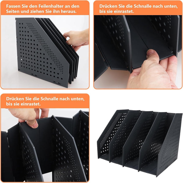 Magazine Cassette 4 Compartments A4 Format Desk Organizer Holder Rack Newspaper 330 X 255 243 Mm Dark Gray Foldable Plastic Magazine Racks