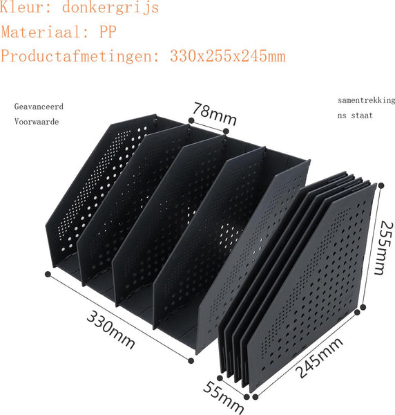 Magazine Cassette 4 Compartments A4 Format Desk Organizer Holder Rack Newspaper 330 X 255 243 Mm Dark Gray Foldable Plastic Magazine Racks