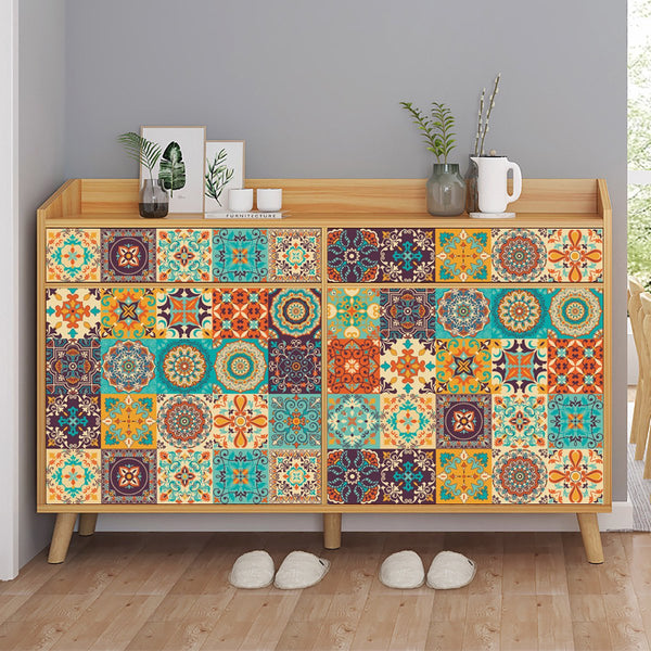 24X Retro Mandala Self Adhesive Tile Stickers 15X15cm Pvc Kitchen & Bathroom Wall Stickers