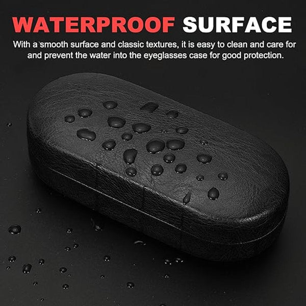 Glasses Case Hard Sunglasses Protective Box Portable Convenient Storage Gift For Men And Women 17*7*5.3Cm Black Pu Leather Metal Frame Eyeglass Cases