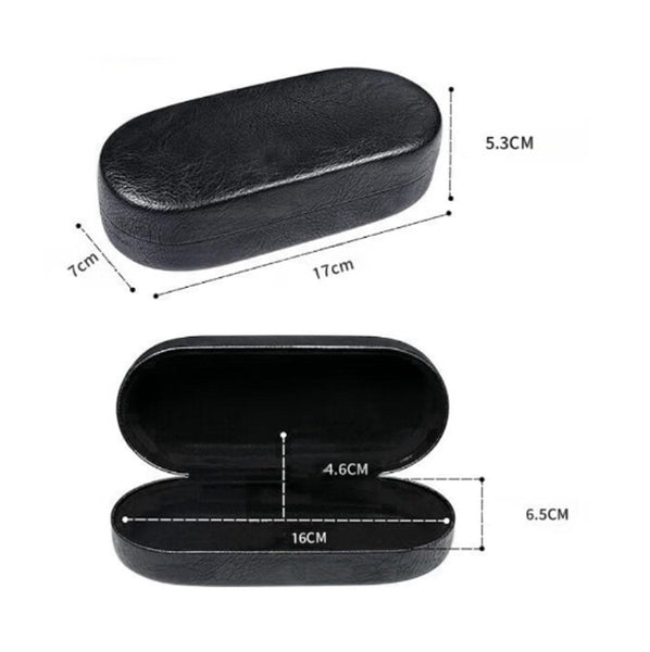 Glasses Case Hard Sunglasses Protective Box Portable Convenient Storage Gift For Men And Women 17*7*5.3Cm Black Pu Leather Metal Frame Eyeglass Cases