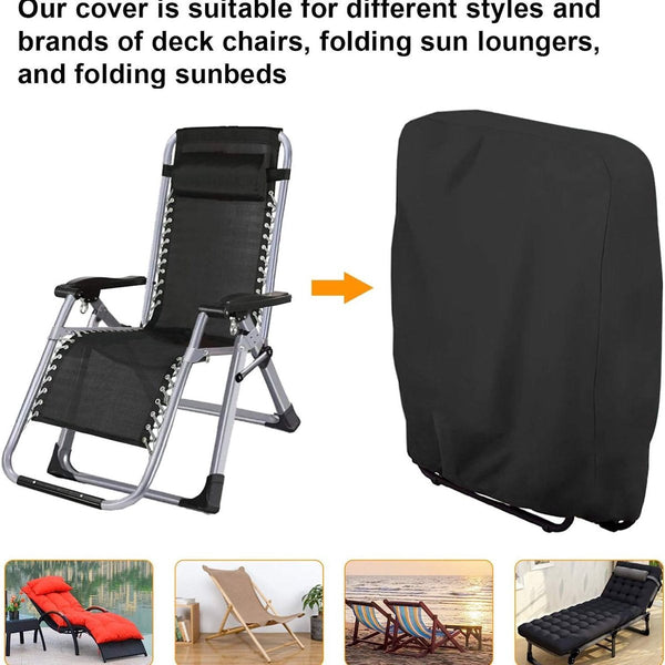 20/34*71*110Cm Garden Foldable Lounge 210D Oxford Fabric Dust For Accessories Lounger With Storage Bag Black Chair Covers