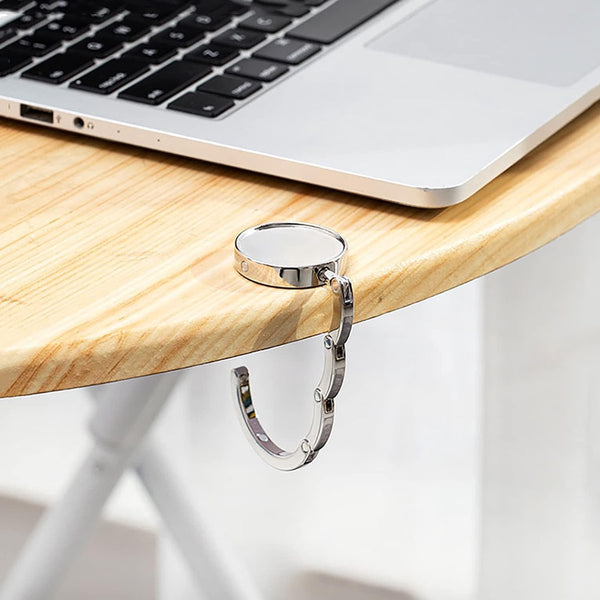 Bag Hanger Table 2 Pieces Foldable Portable Hook With Anti Slip Pad For Or Desk Silver Racks & Hooks