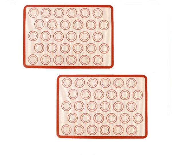 2 Pieces Silicone Macaron Baking Mat 42 X 29.5 Cm Non Stick Slip Washable Reusable For Making Gingerbread / Cake Bread Tray Red Other Baking Accessori