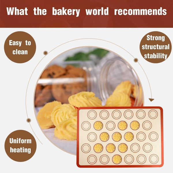 2 Pieces Silicone Macaron Baking Mat 42 X 29.5 Cm Non Stick Slip Washable Reusable For Making Gingerbread / Cake Bread Tray Red Other Baking Accessori