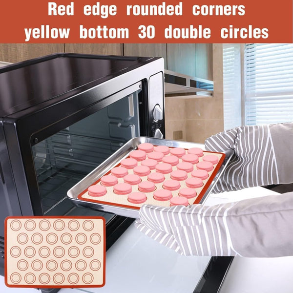 2 Pieces Silicone Macaron Baking Mat 42 X 29.5 Cm Non Stick Slip Washable Reusable For Making Gingerbread / Cake Bread Tray Red Other Baking Accessori