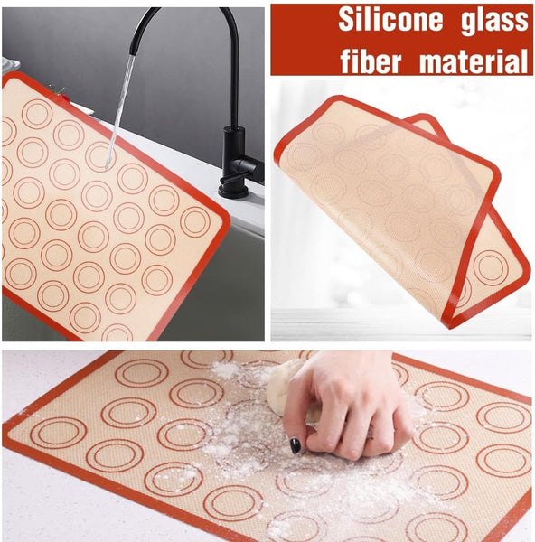 2 Pieces Silicone Macaron Baking Mat 42 X 29.5 Cm Non Stick Slip Washable Reusable For Making Gingerbread / Cake Bread Tray Red Other Baking Accessori