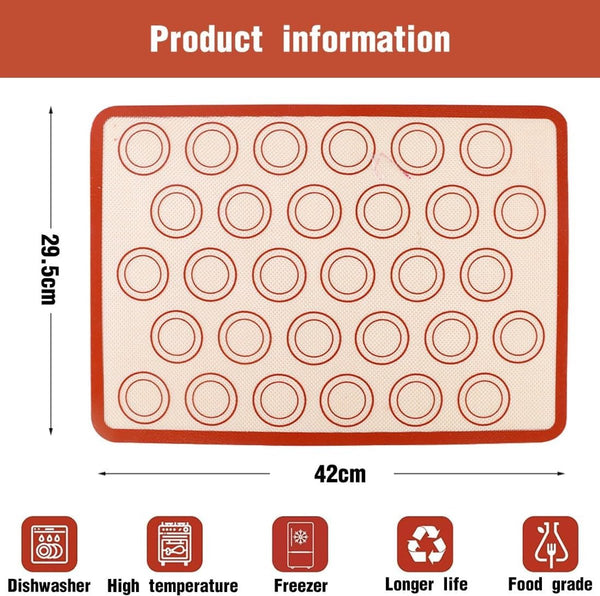 2 Pieces Silicone Macaron Baking Mat 42 X 29.5 Cm Non Stick Slip Washable Reusable For Making Gingerbread / Cake Bread Tray Red Other Baking Accessori