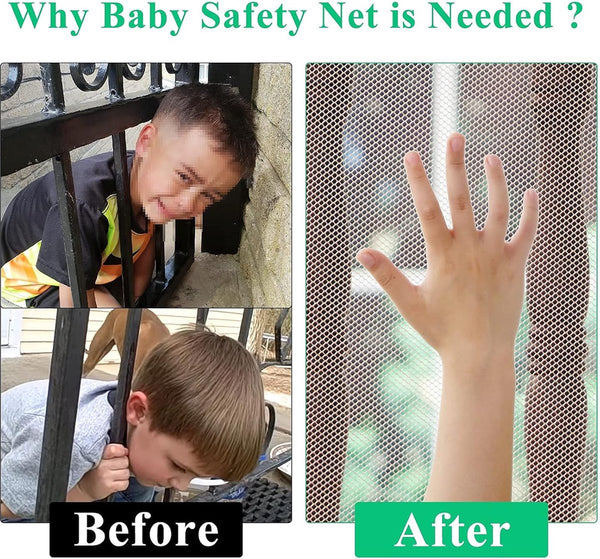 Child Safety Net Gate 300X79 Cm Stair Mesh White Roll Up Baby Adjustable For Railings Balcony Beds Safety Gates