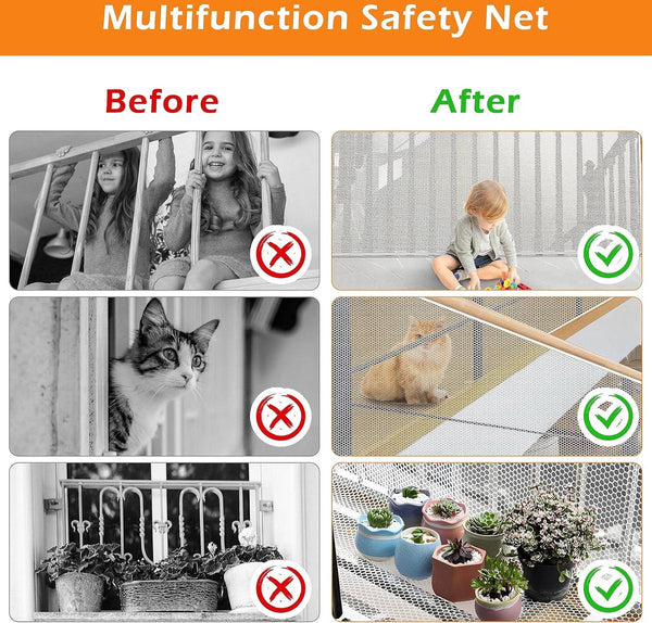 Child Safety Net Gate 300X79 Cm Stair Mesh White Roll Up Baby Adjustable For Railings Balcony Beds Safety Gates