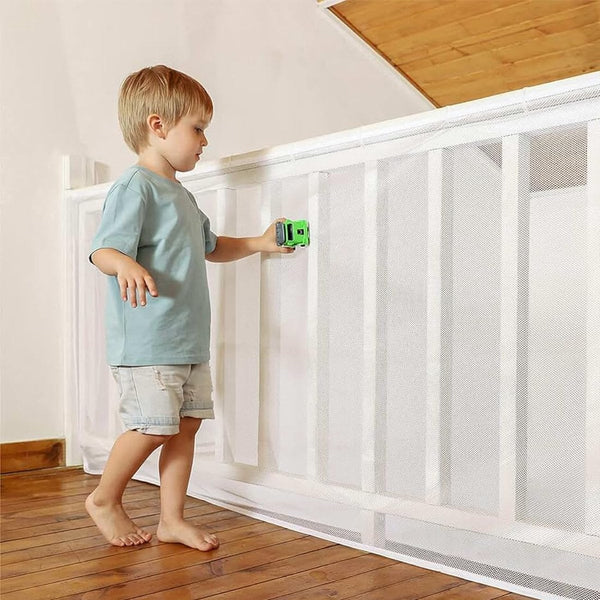 Child Safety Net Gate 300X79 Cm Stair Mesh White Roll Up Baby Adjustable For Railings Balcony Beds Safety Gates