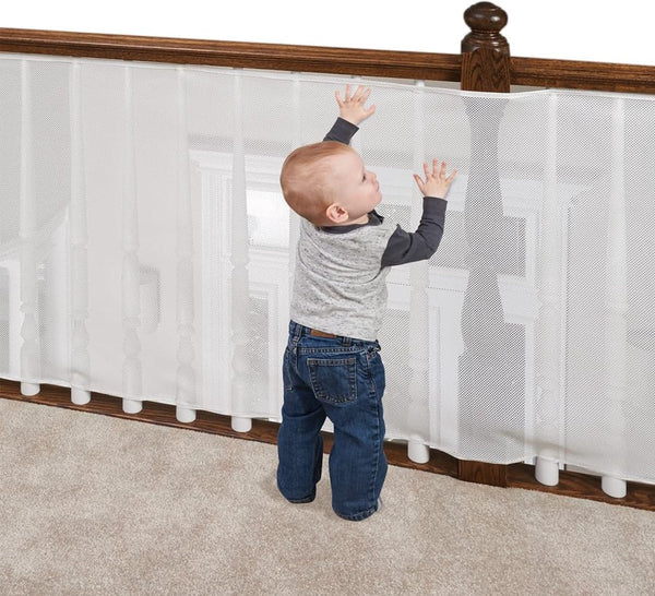 Child Safety Net Gate 300X79 Cm Stair Mesh White Roll Up Baby Adjustable For Railings Balcony Beds Safety Gates