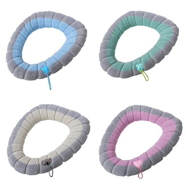 Universal Toilet Seat Cover Stretchable Warm Covers Soft Washable Oval Fit 4 Pack Bath Mats Rugs & Toilet Covers