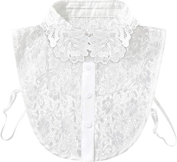 Blouse Collar Collars Loose Fake Sweater Decorative Round White Lace Detachable Floral Pattern Design Adjustable Tops